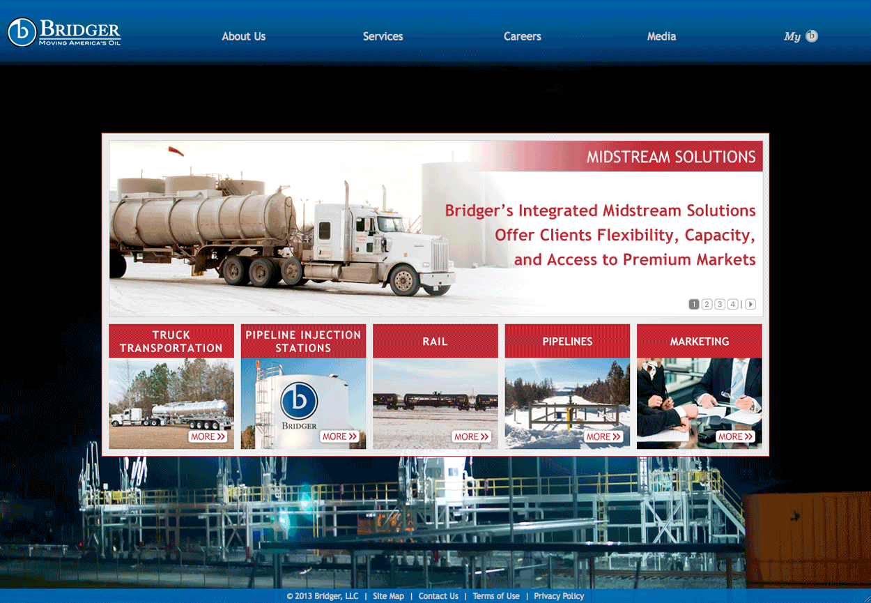 Screen shot of the Bridger Group website home page