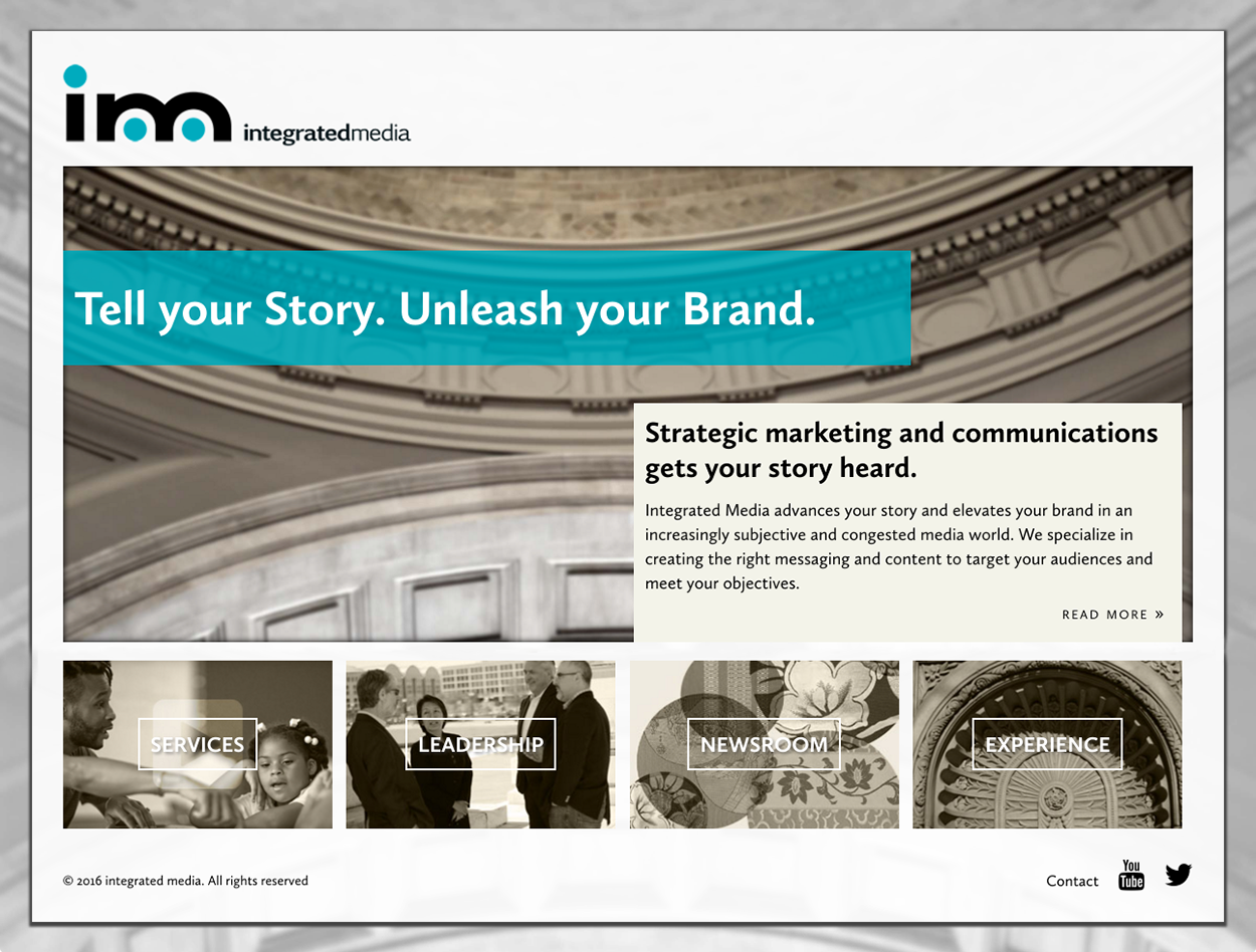 Screen shot of the Integrated Media website home page