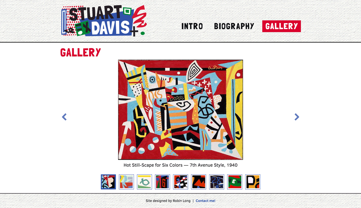 Screen shot of the Stuart Davis website gallery page