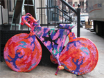 photo of a yarn bombed bike