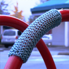 thumbnail of photo of a yarn bombed bike rack