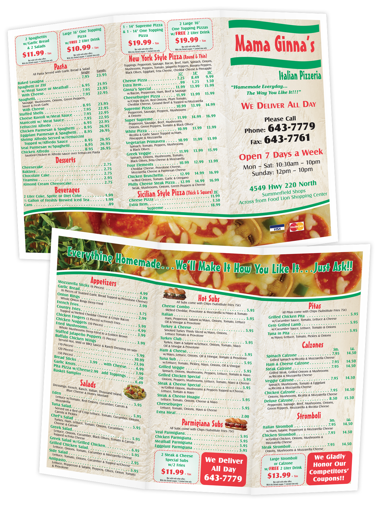 Mama Gina's Menu